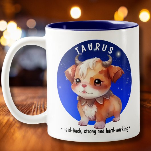 Zodiac Taurus Schattigee Waterverf Dog aangepaste  Tweekleurige Koffiemok