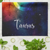 Zodiac: Taurus Space Rainbow Theedoek (Gevouwen)