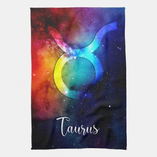 Zodiac: Taurus Space Rainbow Theedoek (Verticaal)