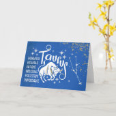 Zodiac Taurus Verjaardag met sterrenbeeld Kaart (Gele Bloem)