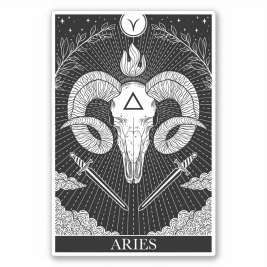 Zodiac-teken Aries Tarot Sticker (Voorkant)