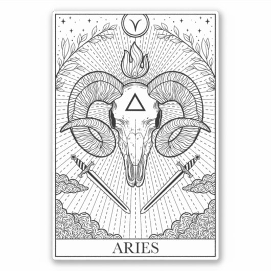 Zodiac-teken Aries Tarot Sticker (Voorkant)