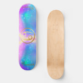 Zodiac teken kanker goud op kleurrijke achtergrond persoonlijk skateboard (Voorkant)