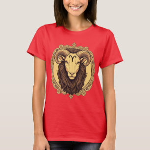 Zodiac teken Ram rode kleur klassiek ontwerp T-shirt