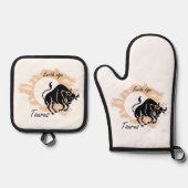 Zodiac-teken - Taurus Ovenwant & Pannenlap Set (Voorkant)