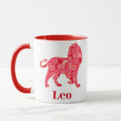 Zodiac teken voor Leo in een rood fractal patroon Mok (Links)