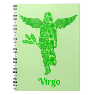 Zodiac teken voor Maagd in tinten van groen Notitieboek