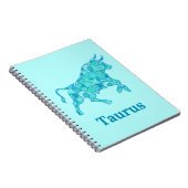Zodiac teken voor Stier in tinten van blauw Notitieboek (Rechterzijde)