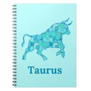 Zodiac teken voor Stier in tinten van blauw Notitieboek