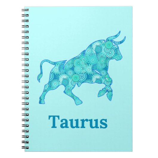 Zodiac teken voor Stier in tinten van blauw Notitieboek (Voorkant)