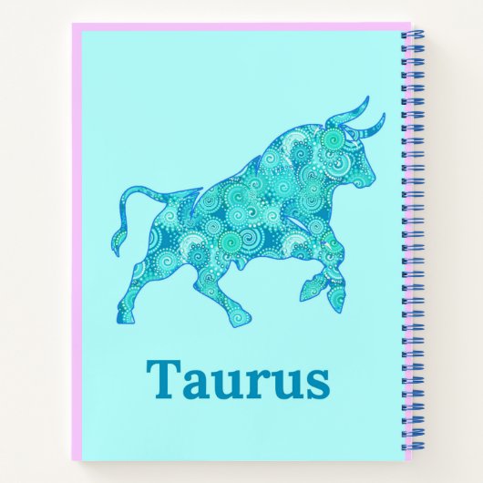 Zodiac teken voor Stier in tinten van Blue Journal Notitieboek (Achterkant)