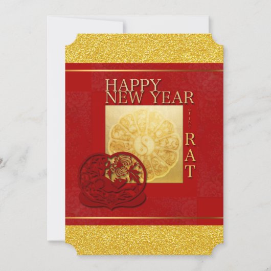 Zodiac-tekens Yin Yang Chinese Rat Year 2020 PI Kaart (Voorkant)