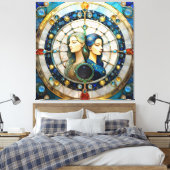 Zodiac - Tweeling De Tweeling Canvas Afdruk (Insitu (Slaapkamer))