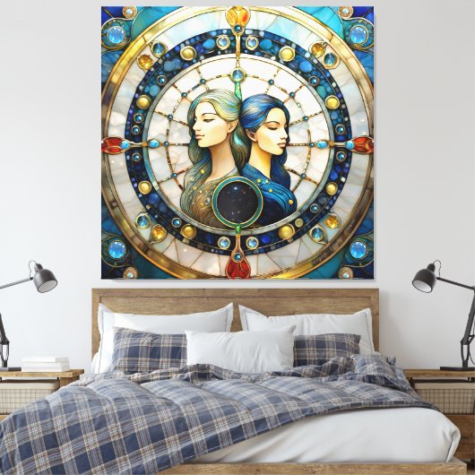 Zodiac - Tweeling De Tweeling Canvas Afdruk (Insitu (Slaapkamer))