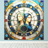 Zodiac - Tweeling De Tweeling Canvas Afdruk (Insitu (Houten vloer))