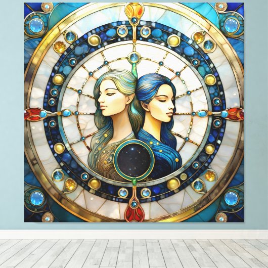 Zodiac - Tweeling De Tweeling Canvas Afdruk (Insitu (Houten vloer))