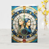 Zodiac - Tweeling De Tweeling Kaart (Gele Bloem)