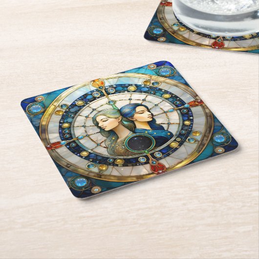 Zodiac - Tweeling De Tweeling Kartonnen Onderzetters (Schuin)