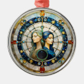 Zodiac - Tweeling De Tweeling Metalen Ornament (Voorkant)