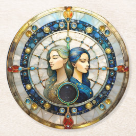Zodiac - Tweeling De Tweeling Ronde Kartonnen Onderzetter