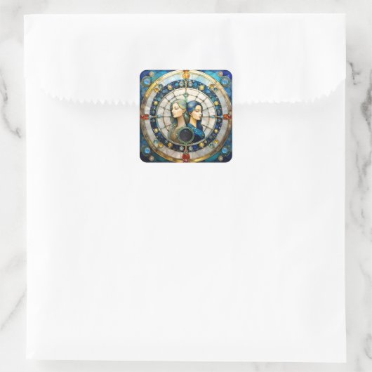 Zodiac - Tweeling De Tweeling Vierkante Sticker (Tas)
