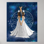 Zodiac Tweeling Godin met planeet Mercurius Poster (Voorkant)
