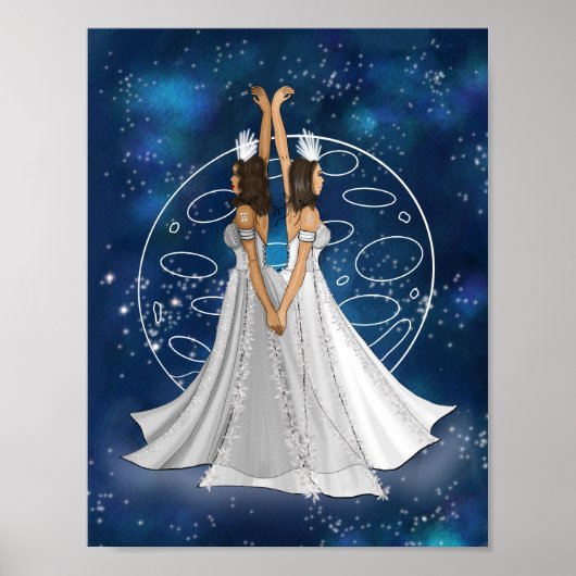Zodiac Tweeling Godin met planeet Mercurius Poster (Voorkant)