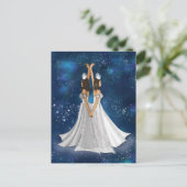 Zodiac Tweelingen Godin in Blauwe Hemelse Ruimte Briefkaart (Staand voorkant)