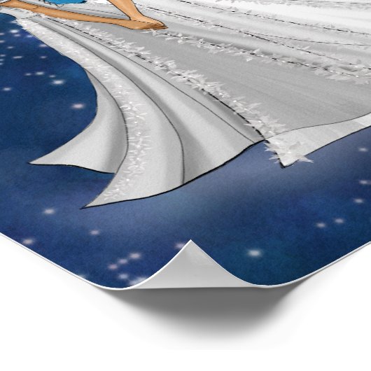 Zodiac Tweelingen Godin in Blauwe Hemelse Ruimte Poster (Hoek)