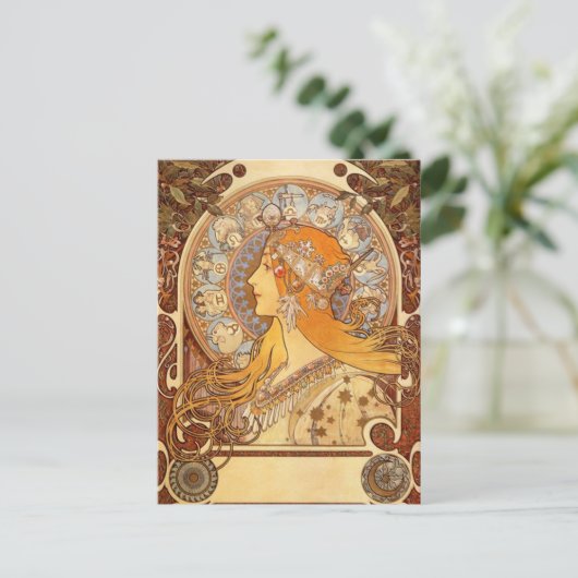Zodiac van Alphonse Mucha Briefkaart (Staand voorkant)