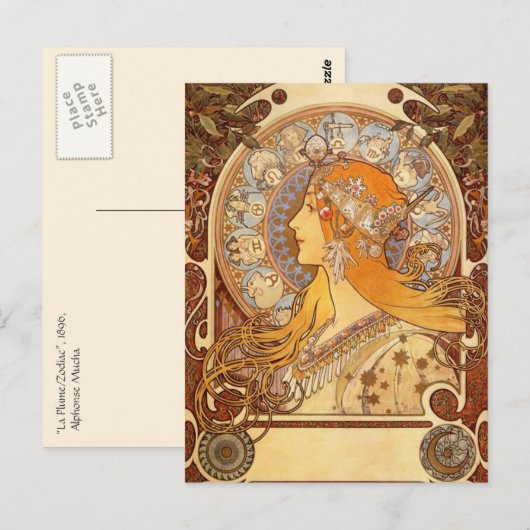 Zodiac van Alphonse Mucha Briefkaart (Voorkant / Achterkant)