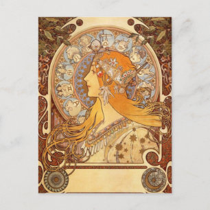 Zodiac van Alphonse Mucha Briefkaart