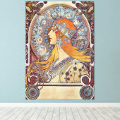 Zodiac van Alphonse Mucha Canvas Afdruk (Insitu (Houten vloer))