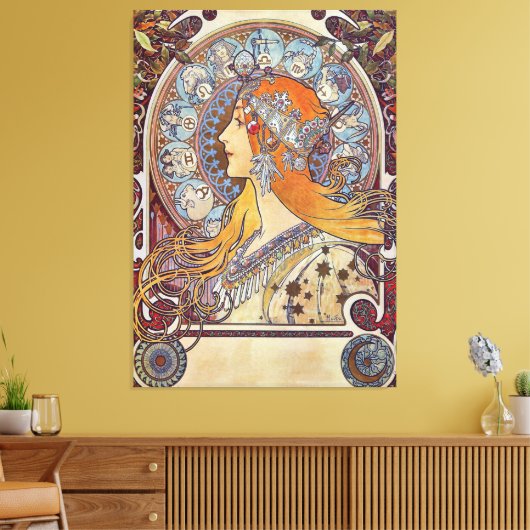 Zodiac van Alphonse Mucha Canvas Afdruk (Insitu (Woonkamer))