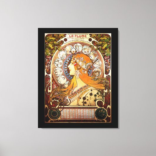 Zodiac van Alphonse Mucha Canvas Afdruk (Voorkant)