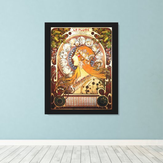 Zodiac van Alphonse Mucha Canvas Afdruk (Insitu (Houten vloer))