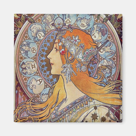 Zodiac van Alphonse Mucha Magneet (Voorkant)
