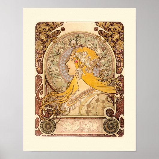 Zodiac van Alphonse Mucha Poster (Voorkant)