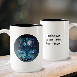 Zodiac van Libra Blue en Black Waterverf Tweekleurige Koffiemok
