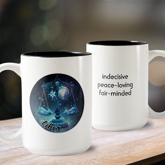 Zodiac van Libra Blue en Black Waterverf Tweekleurige Koffiemok