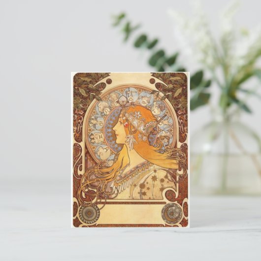 Zodiac van Mucha Briefkaart (Staand voorkant)