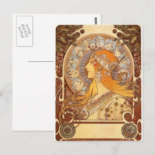 Zodiac van Mucha Briefkaart (Voorkant / Achterkant)