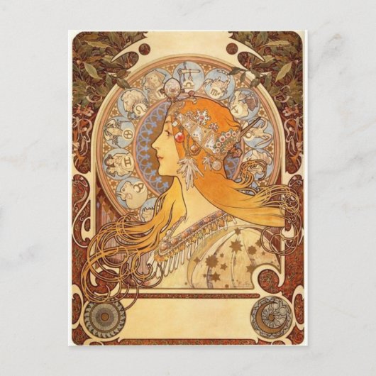 Zodiac van Mucha Briefkaart (Voorkant)