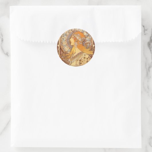 Zodiac van Mucha Ronde Sticker (Tas)