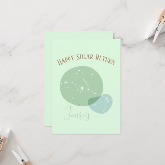 Zodiac Verjaardag Stier Platte Kaart (Voorkant / Achterkant in situ)