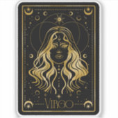 Zodiac Virgo Astrologisch Zwart & Goud Sticker (Voorkant)