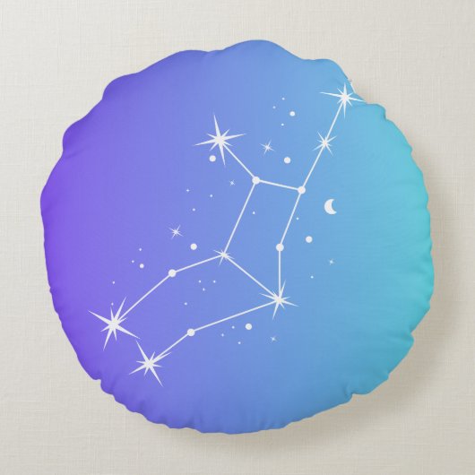 Zodiac Virgo Blue Gradient Sierkussen Rond Kussen (Achterkant)