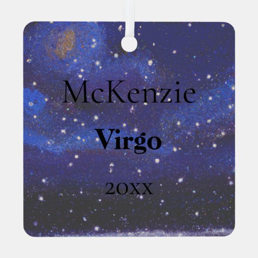 Zodiac Virgo "Ik heb het te druk met overdenken." Metalen Ornament (Achterkant)