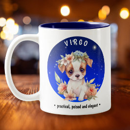 Zodiac Virgo Schattigee Waterverf Dog aangepaste n Tweekleurige Koffiemok