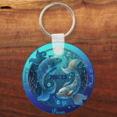 Zodiac Vissen Pas NAAM, DATUM aan Sleutelhanger (Voorkant)